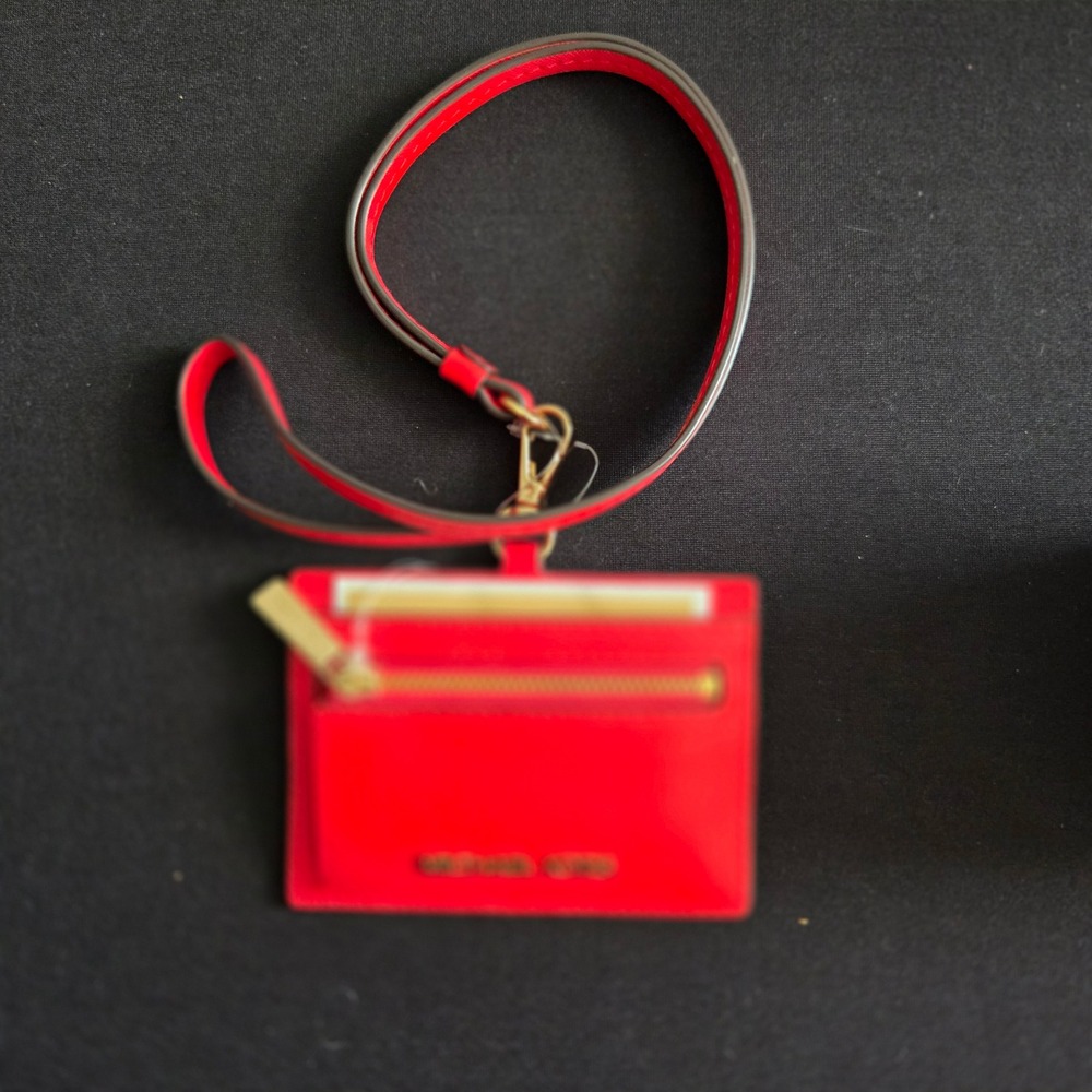 Michael Kors Jet Set DK Sangria Saffiano Leather Lanyard ID Card Case 32S0GWD3L